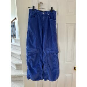 Urban Outfitters Vibrant Blue Baggy Corduroy Wide Leg Cargo Pants